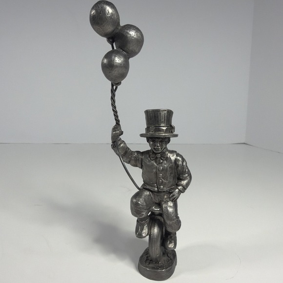 Other - Ricker Signed Metal Art Figurine Juggler on Unicycle Holding Balloons 18056